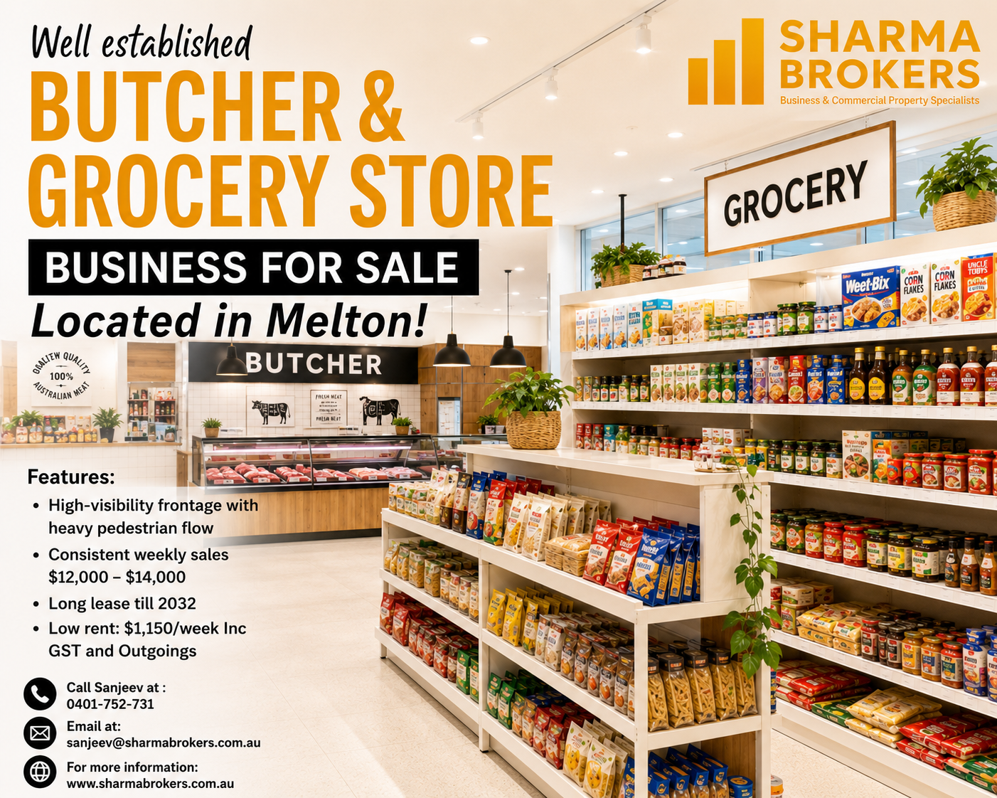 Thriving Butcher & Grocery Store for Sale – Melton!