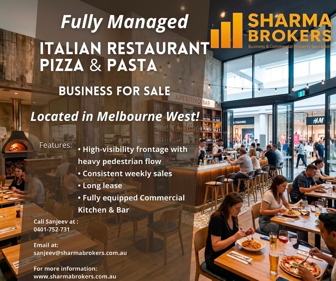 Fully Managed Italian Restaurant Sale – Melbourne West!