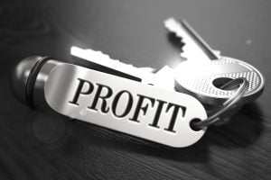 Keys to Profit. Concept on Golden Keychain.